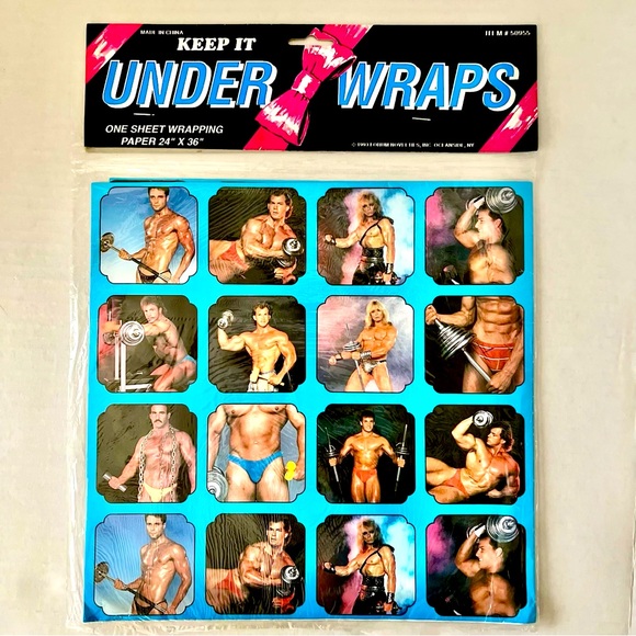 💪🏽 Men Keep It UNDER WRAPS Sexy Wrapping Paper vintage models NIP 1993 NOS - Picture 1 of 3